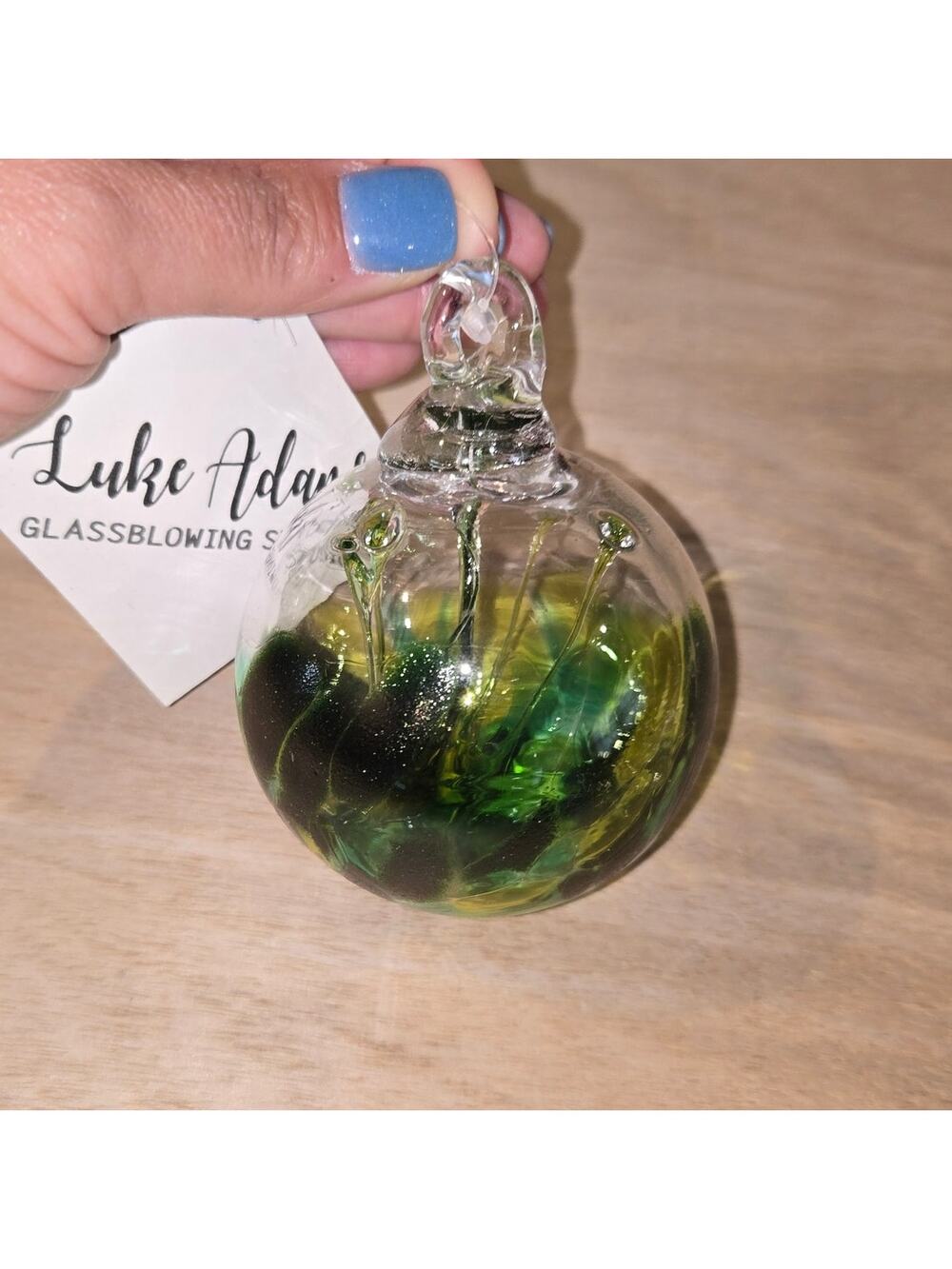 New Luke Adams Wish Ball 3" witch ball Wanderlust green yellow